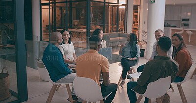 Buy stock photo People, meeting and teamwork in office, discussion and planning for creative project. Group, design agency or employees with cooperation, brainstorming or ideas for proposal, feedback or conversation