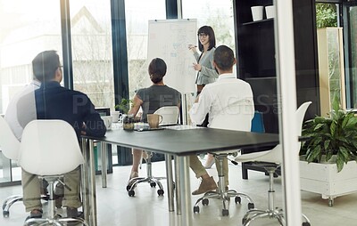 Buy stock photo Collaboration, planning and business team in office brainstorming for a corporate project. Teamwork, diversity and professional employees working and doing research for report in workplace boardroom.
