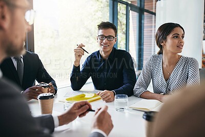 Buy stock photo Planning, data analysis or business people for business meeting, invest strategy or company finance investment. Collaboration, thinking or teamwork on tax data analytics or global financial network
