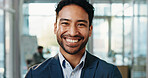 Pride, creative and portrait of business man in office for about us, confidence and brand manager. Professional, smile and campaign opportunity with male person in marketing agency for startup