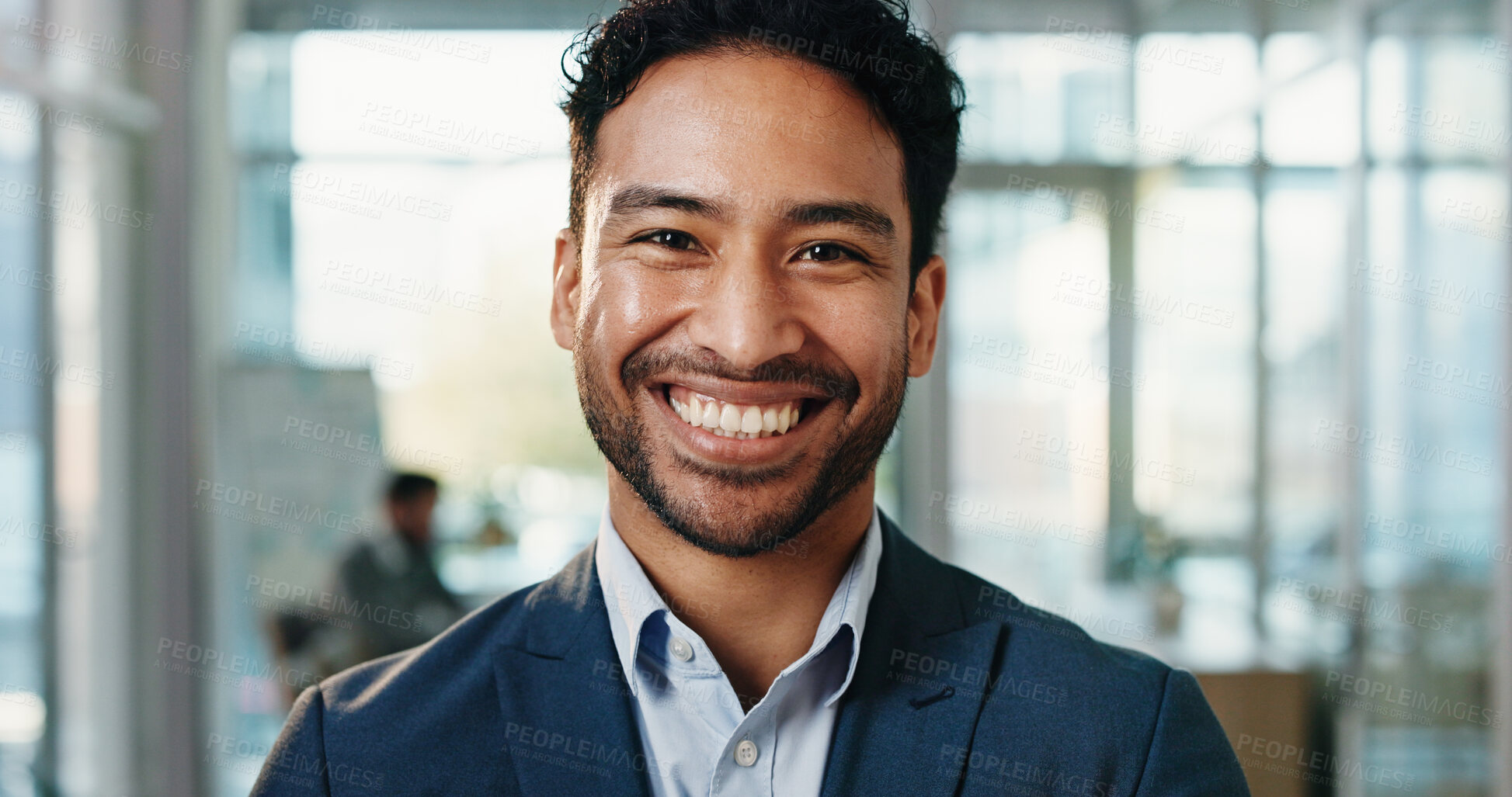 Buy stock photo Pride, creative and portrait of business man in office for about us, confidence and brand manager. Professional, smile and campaign opportunity with male person in marketing agency for startup