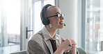 Woman, headset and call center at office, talk or review with customer support at investment company. Mature person, broker or financial advisor on mic, voip tech or feedback for consulting at agency