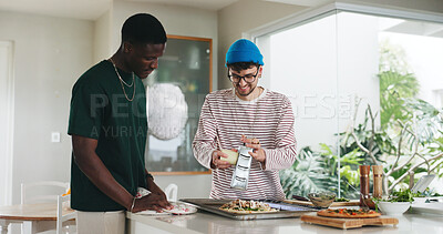 Buy stock photo Happy, people and cooking pizza at house with meal prep, organic ingredients and healthy food. Friends, helping and grater with cheese toppings, Italian cuisine and culinary skills for homemade lunch