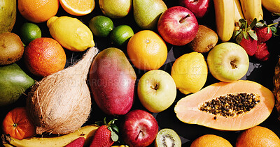 Buy stock photo Fresh, fruit and healthy food with nutrition, diet or apples with vitamin c, antioxidants and above. Organic, produce and natural grocery for wellness, sustainability and vegan snack for weight loss