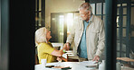 Collaboration, handshake and management with business people in startup for agreement or deal. Partnership, thank you and welcome with senior employee team shaking hands at work for goals or target