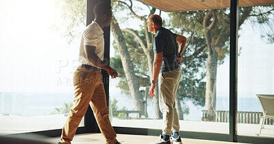 Buy stock photo Back pain, physiotherapy and rehabilitation with people in clinic for health, recovery or wellness. Exercise, injury or training with mature patient and therapist in office for medical support