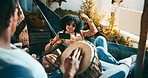 Outdoor, bongo or couple with mobile on hammock, playing musical instrument or recording video on balcony. Phone, live stream practice or people relax with hand drum in home, sunglasses or chilling