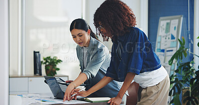 Buy stock photo Discussion, solar panel or women with document for planning, sustainability project or eco friendly change. Green energy, company transformation or team talk for grid info, photovoltaic specs or tech