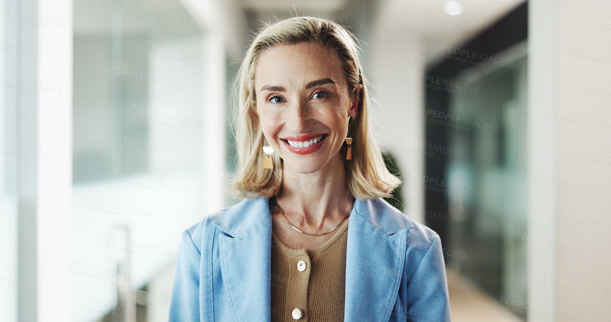 Buy stock photo Confident, business and woman with portrait in office for career pride, about us and real estate. Smile, female realtor and ambition for property development, housing consultant and expansion project