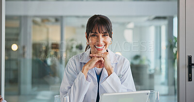 Buy stock photo Portrait, doctor and woman in hospital, smile and healthcare with career ambition. Mature person, medical service and professional in clinic, happiness and pride with confidence and wellness