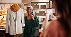 Live streaming, business and woman with fashion for supply chain, retail supplier and online review. Startup, clothes designer and people recording for brand promotion, social media and ecommerce