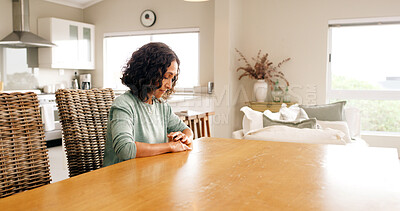 Buy stock photo Sad, thinking and mature woman in home with stress, mental health or reflection with flashback. Person with depression, regret or lost in thoughts, loneliness and remember past memory in house