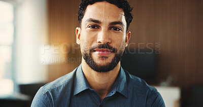 Buy stock photo Portrait, business or man in office for real estate, pride or experience as property seller. Space, male person or realtor in agency with confidence, job goals or profession in housing market.
