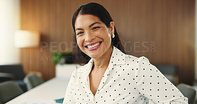 Buy stock photo Startup, smile and portrait of creative woman with confidence, pride and business for editor career. Media agency, office and person for about us with copywriting, news reporter job and publishing