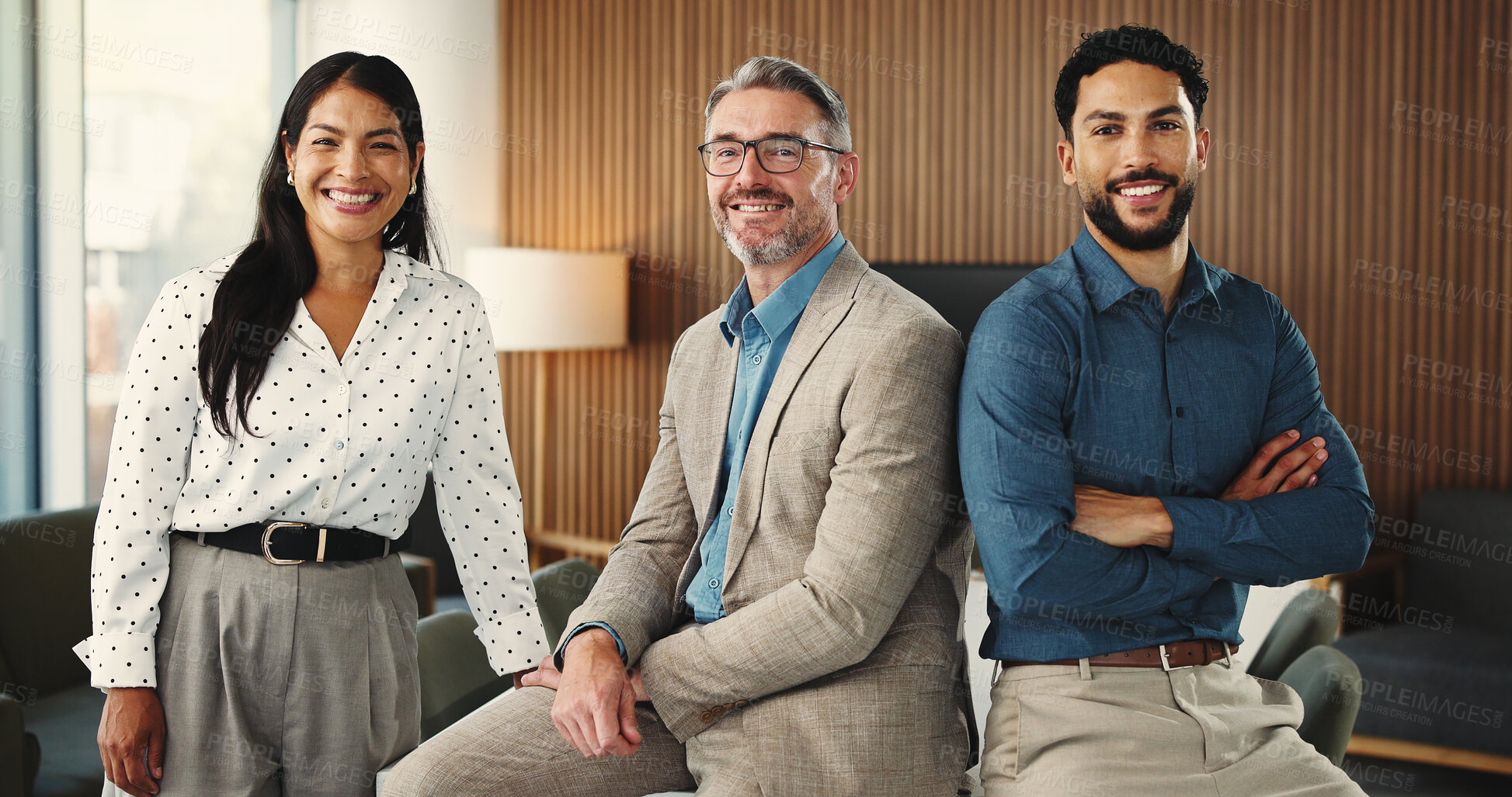 Buy stock photo Startup, business and portrait of creative team with confidence, pride and smile for editor career. Media agency, office and people for about us with copywriting, news reporter job and publishing