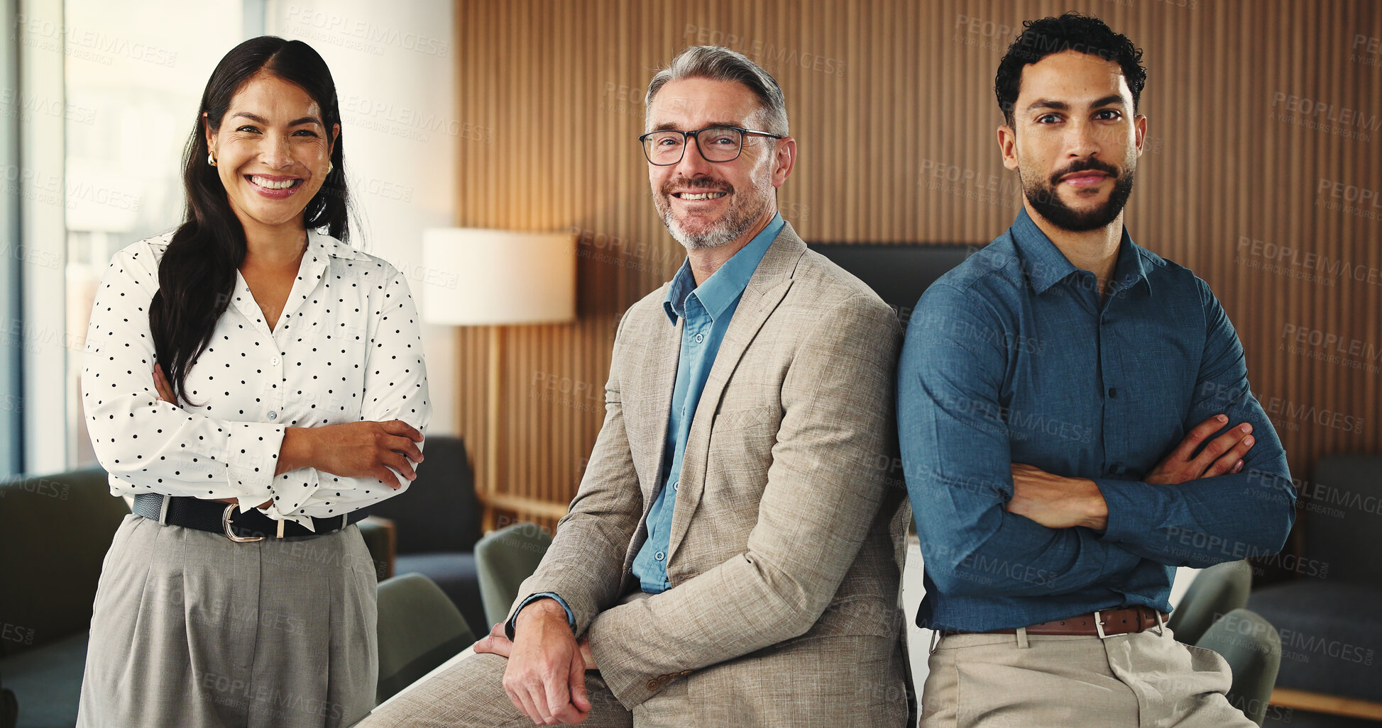 Buy stock photo Startup, business and portrait of creative people with confidence, pride and smile for editor career. Media agency, office and team for about us with copywriting, news reporter job and publishing
