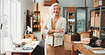 Crossed arms, logistics and portrait of woman in office for dropshipping, freight or cargo startup. Happy, confident and mature female supply chain manager with small business for export delivery.