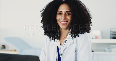 Buy stock photo Smile, woman and portrait of doctor with laptop for medical, healthcare or admin in office. Cardiologist, professional person and tech with clinic schedule, telehealth or research for service