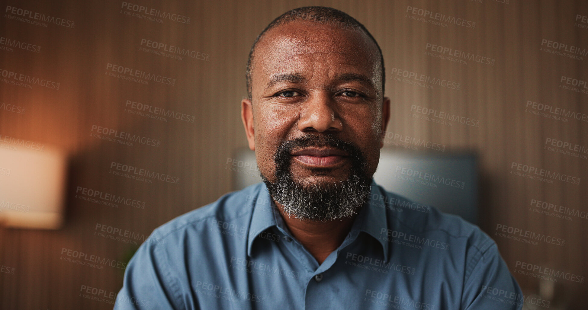 Buy stock photo Serious, business and black man with portrait in office for career pride, about us and accounting. Confident, mature person and ambition with skills, finance bookkeeping and consultant for investment