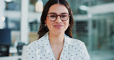 Buy stock photo Human resources, business woman or portrait in office, confident or professional for talent acquisition. Smile, recruitment or manager with pride for employee relations, we are hiring or opportunity