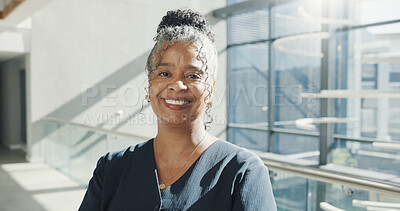 Buy stock photo Happy, business and woman with portrait in office for career pride, about us and real estate agent. Mature person, female realtor or ambition of property development, auction experience and expansion