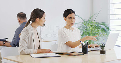 Buy stock photo Break, diversity and laughing with business people on sofa in office lounge for bonding or conversation. Comfortable, funny and relax with employee friends in workplace together for collaboration