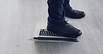 Feet, person and stand on laptop to damage tech, technical issues and hardware failure. Frustrated, employee and destroy pc for malfunction, system crash and emotional outburst from workplace burnout