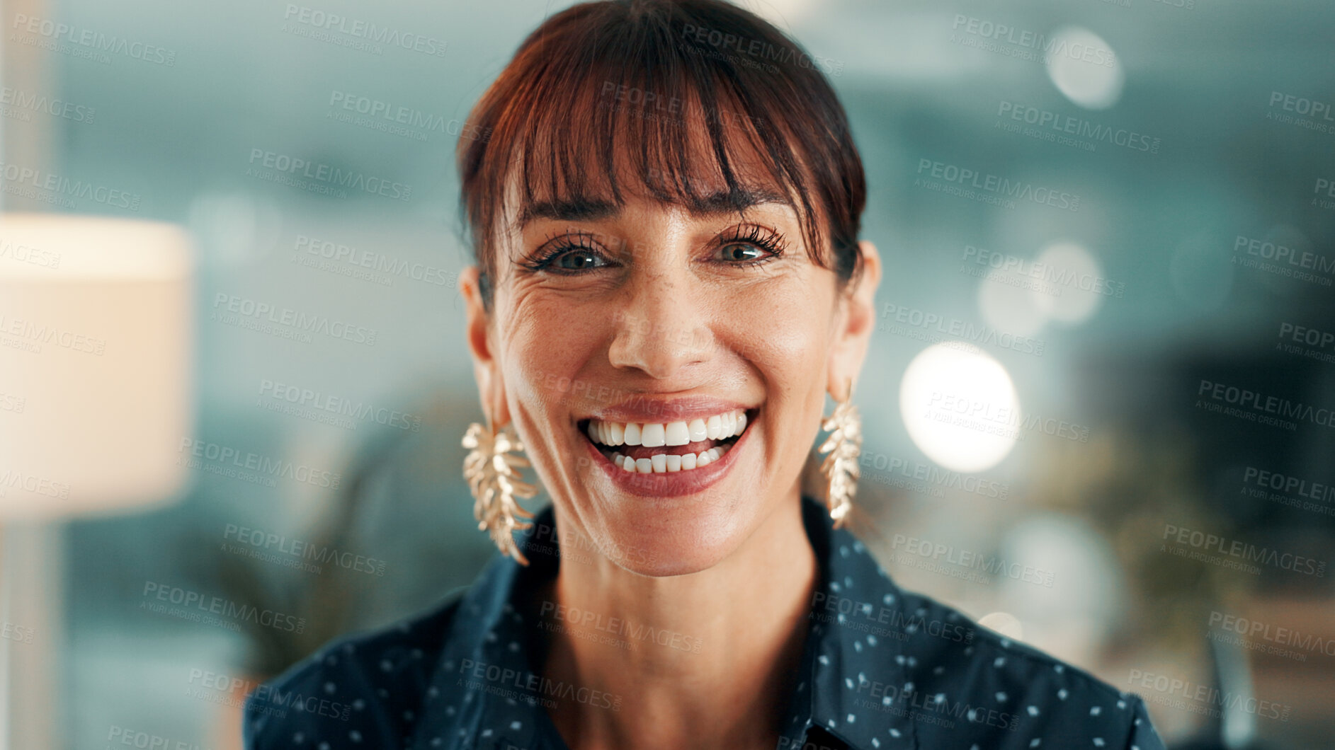 Buy stock photo Portrait, advisor or mature woman in office with smile, pride or ambition in accounting services. Happy, professional or finance consultant with confidence, about us or experience in risk management.