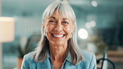 Buy stock photo Business, office and portrait of mature woman for financial consultant, about us and career. Corporate, manager and person with bokeh with confidence, pride and ambition as investment advisor