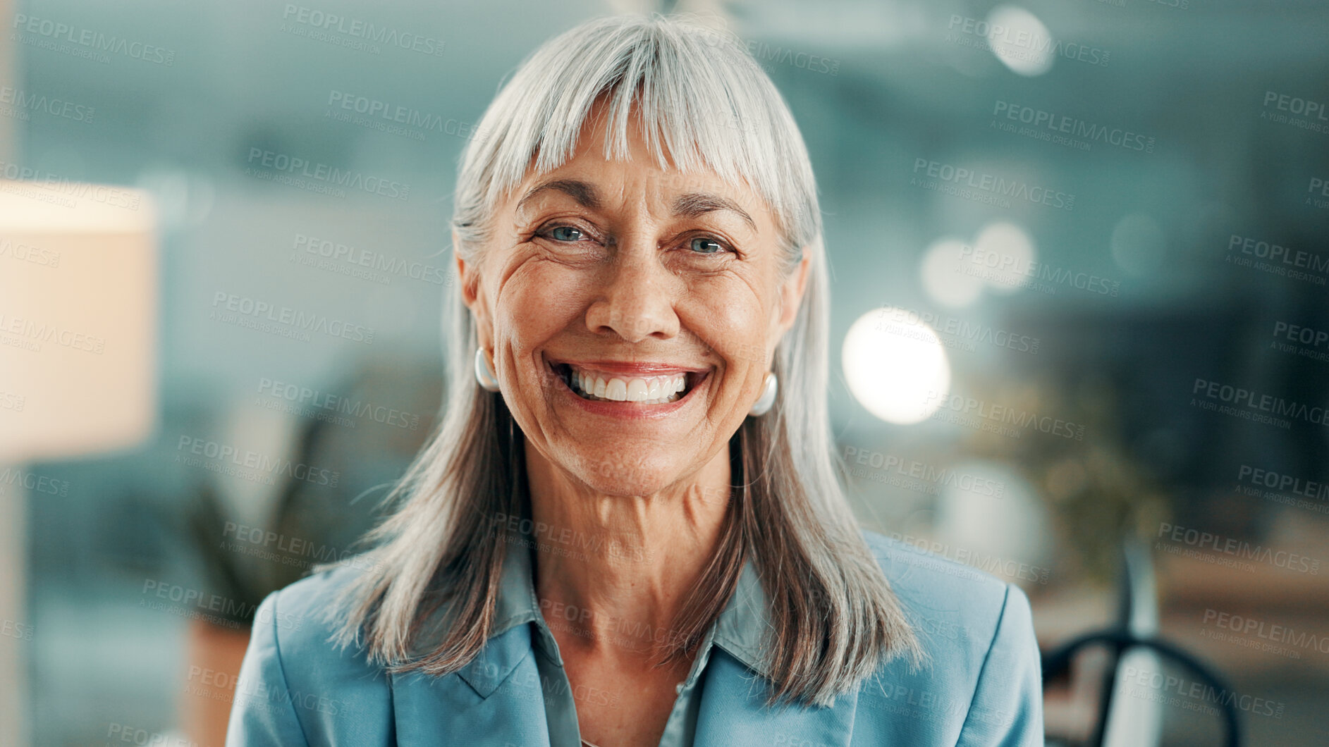 Buy stock photo Business, office and portrait of mature woman for financial consultant, about us and career. Corporate, manager and person with bokeh with confidence, pride and ambition as investment advisor