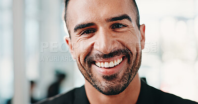 Buy stock photo Happy, business and man with portrait in office for career pride, about us and real estate. Smile, male person and realtor with ambition for auction experience, consultant and property development