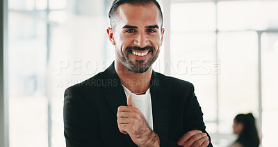 Buy stock photo Finance, portrait or man in agency with happiness, career or ambition as funding advisor. Flare, smile or investment consultant in office with about us, confidence or experience in risk management.
