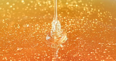 Buy stock photo Honey, drip and healthy food from bees for wellness, antioxidants and natural sugar. Raw, organic sweetener and drizzle syrup for aesthetic for tea additive, antibacterial properties and empty