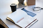notebook journal on desk list of goals in diary organized planner with notes