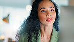 Happy woman, online and research with computer in business, HR and resume review for hiring process. Reading, application and plan for job interview with tech, onboarding and person with info on web