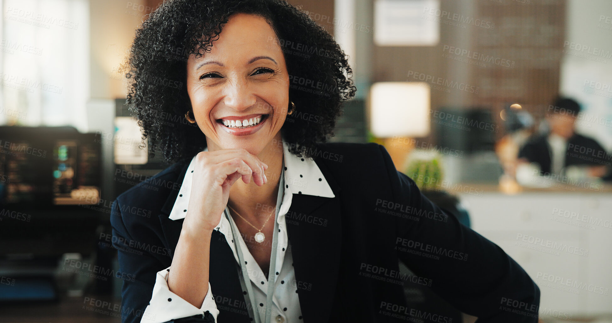 Buy stock photo Confident, portrait and businesswoman with smile in office, online and programmer with career growth. System engineer, person and coding for software development, about us and happy in IT company