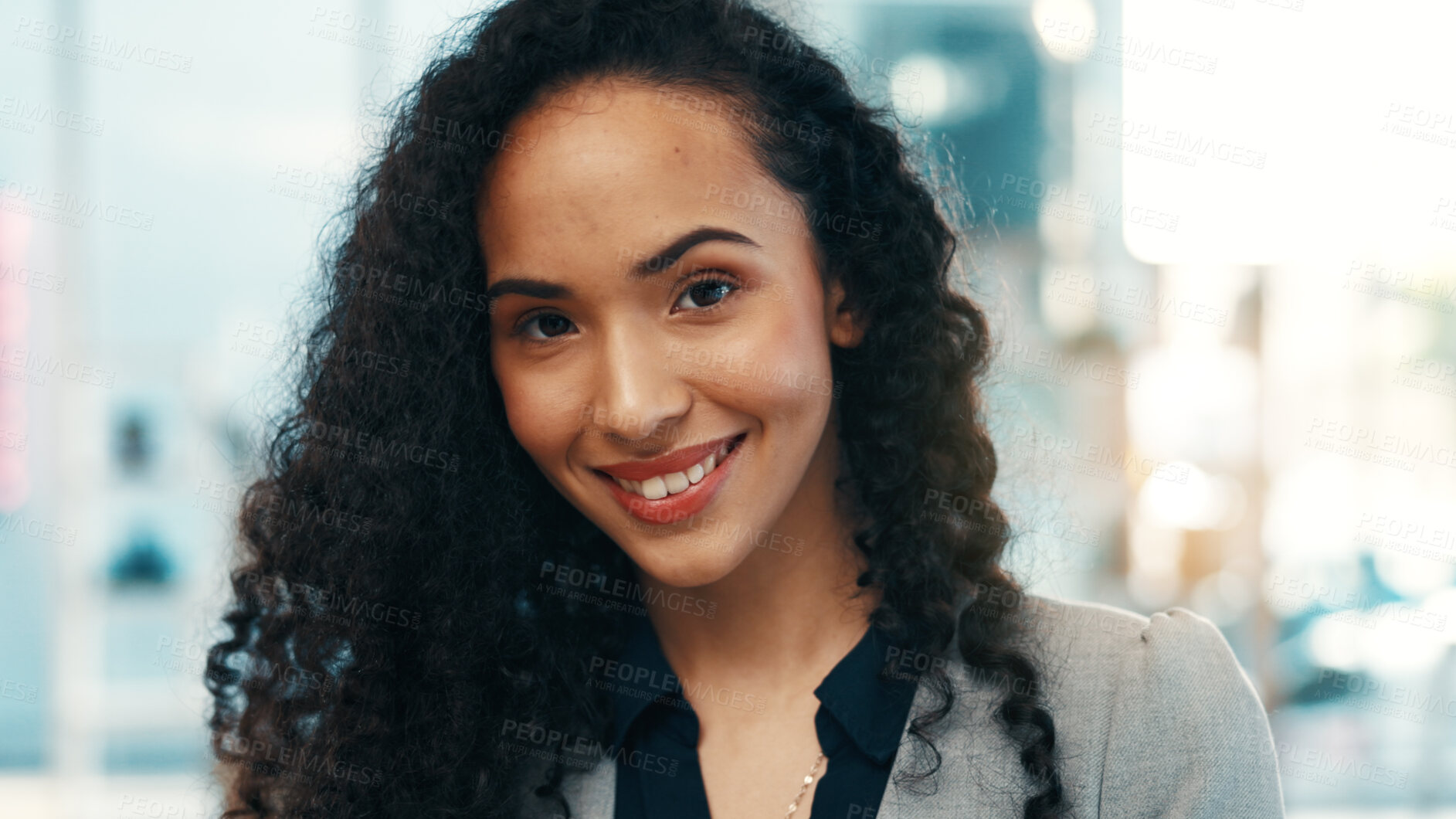 Buy stock photo Portrait, confident and businesswoman with smile in office, corporate career and insurance consultant. Professional, coverage advisory and employee with pride for claims compliance, happy or about us