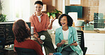 Laugh, programmer and team with business people in office for app developer, support and database. It engineer, software launch success and celebration with employees with tech in agency and joke