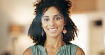 Happy, portrait and businesswoman with pride in office, opportunity and publicist with career growth. Confident, PR manager and person with smile in business, public relations and creative in Brazil