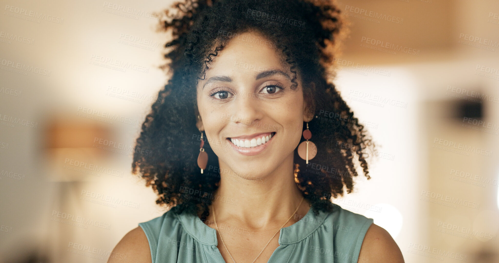 Buy stock photo Happy, portrait and businesswoman with pride in office, opportunity and publicist with career growth. Confident, PR manager and person with smile in business, public relations and creative in Brazil