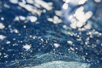 Buy stock photo Sea, underwater and nature with background for environment, texture or sustainability with water. Wallpaper, bubbles or aqua for space in ocean for tropical holiday, bokeh and natural ambience
