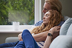 Beautiful woman man couple embrace at home relaxing love lifestyle happiness affectionate relationship wearable smart watch technology
