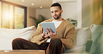 Tablet, relax and man in apartment to watch show, online search and video entertainment on sofa. Tech, chill and person at home for streaming movie, subscription service or download film on internet