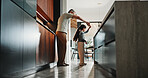 Dance, dad or girl in kitchen with bonding together, childcare or fun time in healthy relationship. Movement, parent or kid in house with connection, family play or happy moment at start of day.