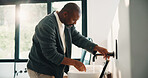Dental, routine or black man in house with toothbrush, cavity prevention or oral care in orthodontics. Dentistry, teeth or mature person with tool, bacteria reduction or hygiene habit in bathroom.