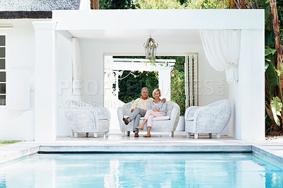 Buy stock photo Shot of a senior couple enjoying the day together