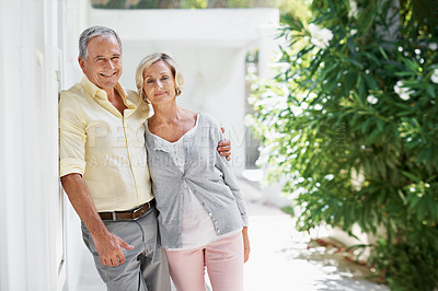 Buy stock photo Shot of a senior couple enjoying the day together
