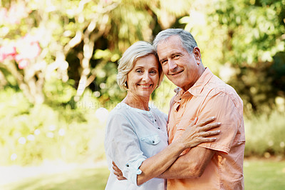 Buy stock photo Shot of a senior couple enjoying the day together