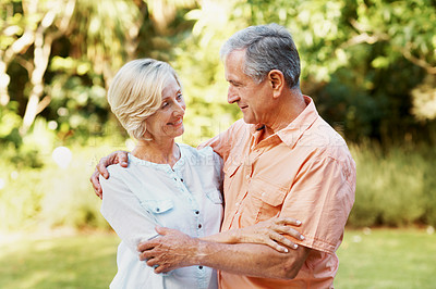 Buy stock photo Shot of a senior couple enjoying the day together