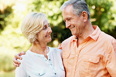 Buy stock photo Shot of a senior couple enjoying the day together